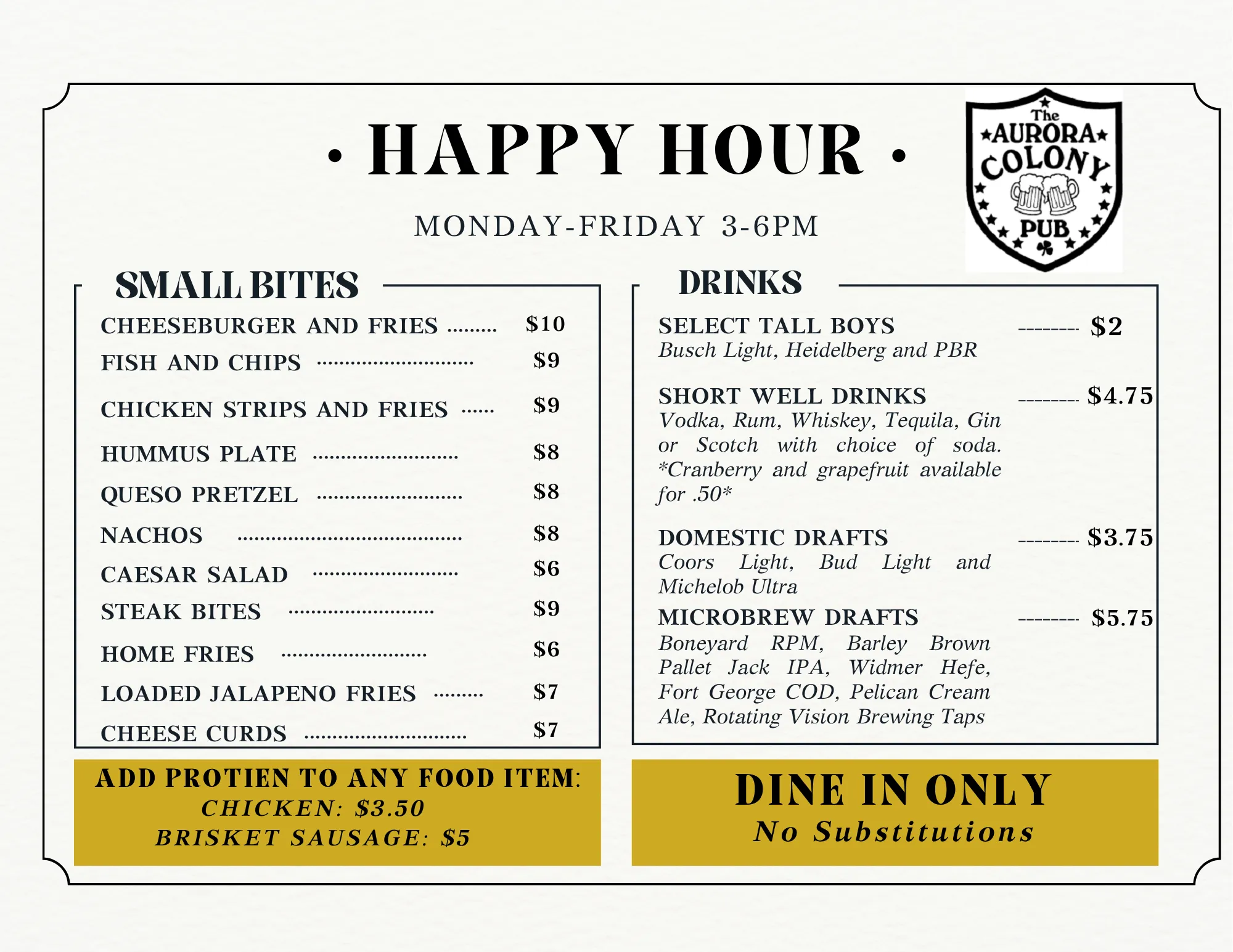 Happy Hour Menu